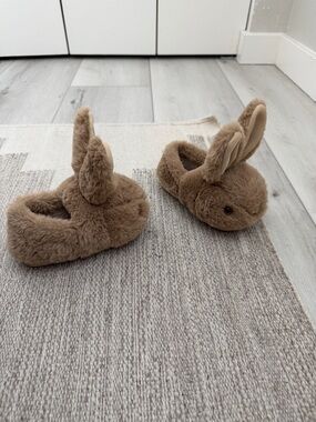 Plush Bunny toddler Slippers - Soft Brown